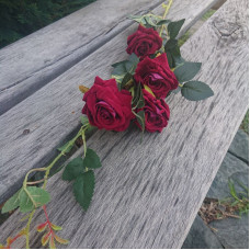 Роза искусственная кустовая. цвет бордовый
