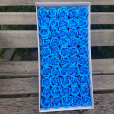 Розы мыльные  3-х слойные 5,5*4 .Цвет ярко-голубой 50 шт